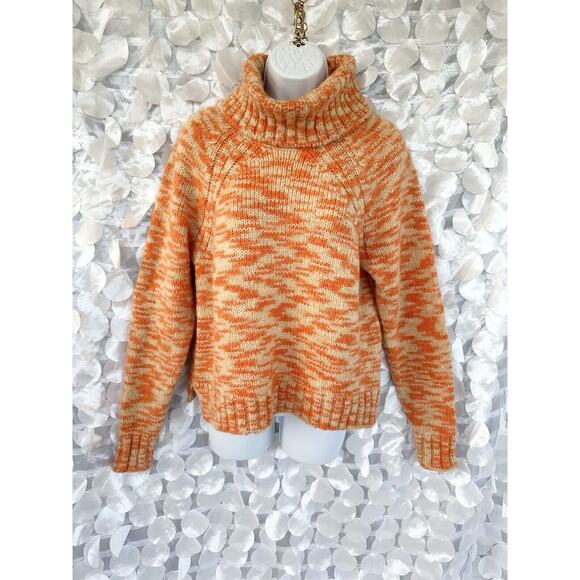 Cream Sweaters - JOIE Small Turtleneck Sweater “Kaine” Chunky Knit Orange Cream Wool Alpaca